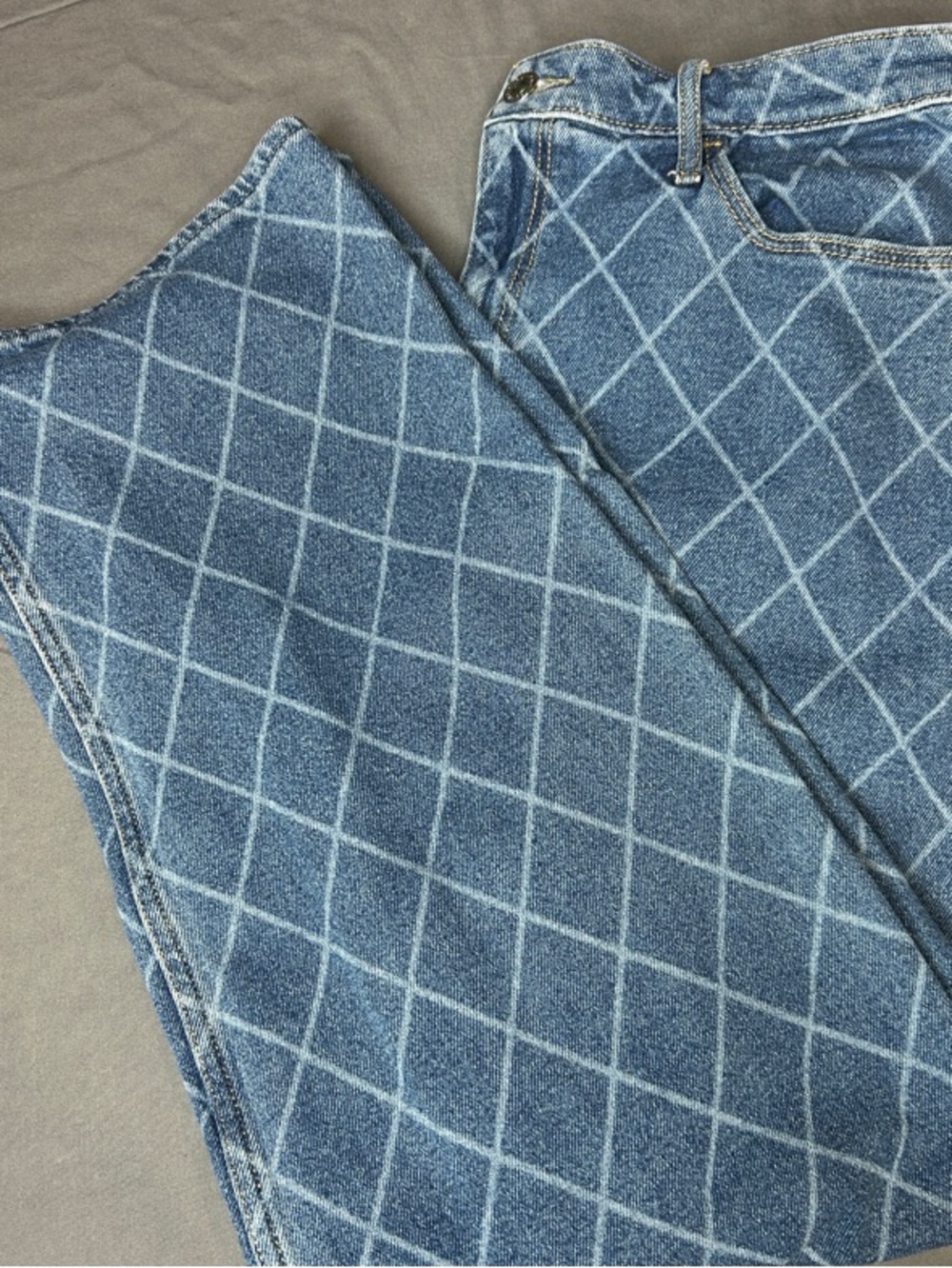 Hollister‎ Blue Diamond-Pattern Straight Leg Jeans